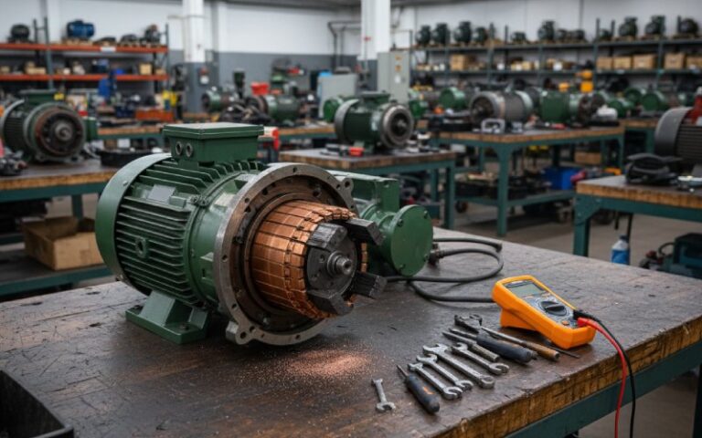 DC motor on workbench