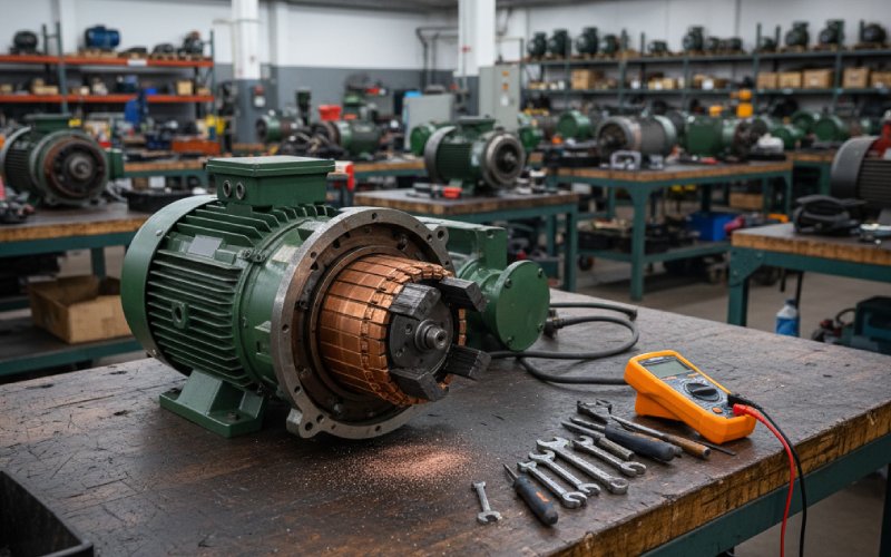 DC motor on workbench