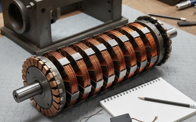 Armature and commutator coil layout