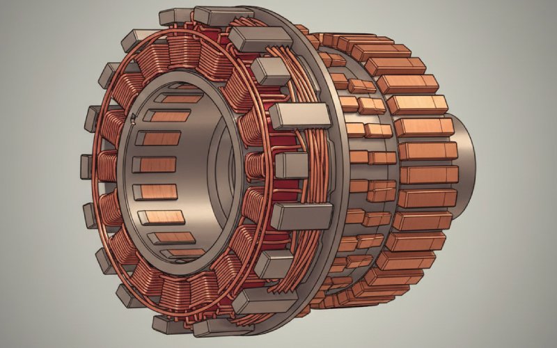 Armature windings and commutator bars