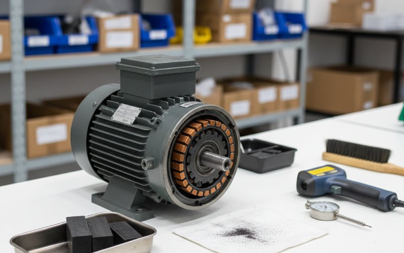 Bench setup for commutator inspection and cleaning