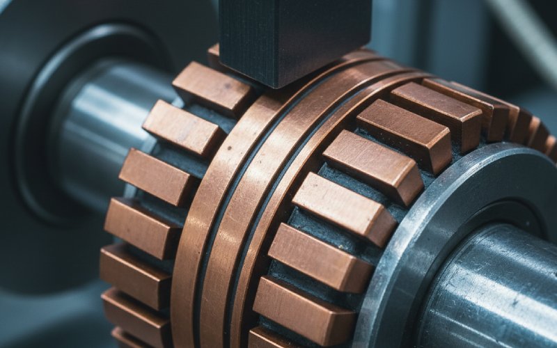 Close-up commutator and brush