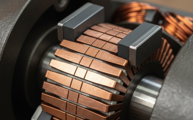 Close-up commutator and brushes