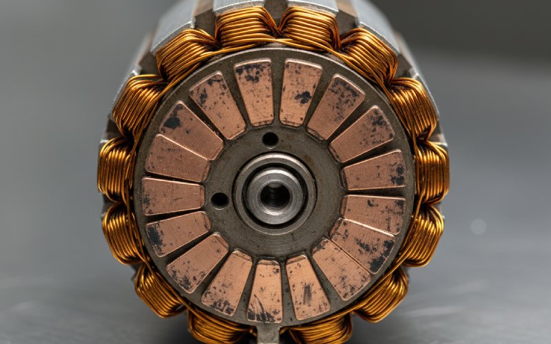 Close-up of motor commutator