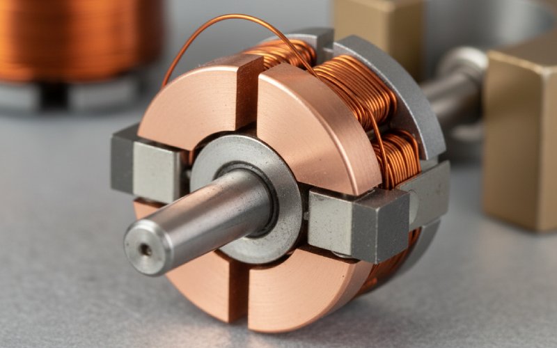 Close-up of split ring commutator