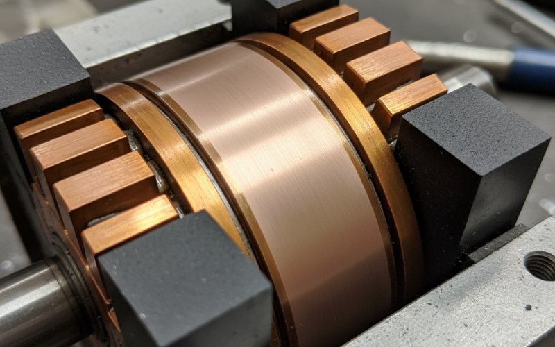 Commutator with carbon brushes