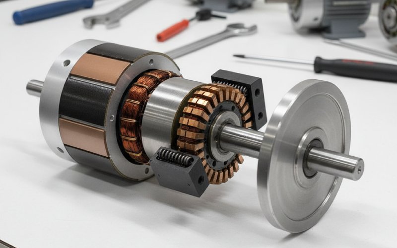 Cutaway of working DC motor