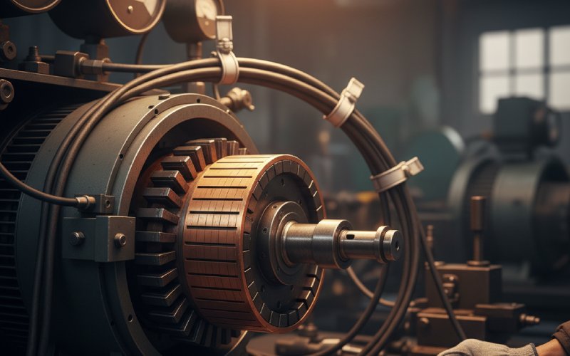 DC generator with exposed commutator