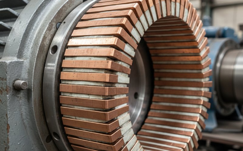 DC motor commutator closeup