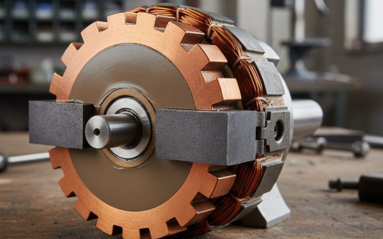 DC motor commutator closeup