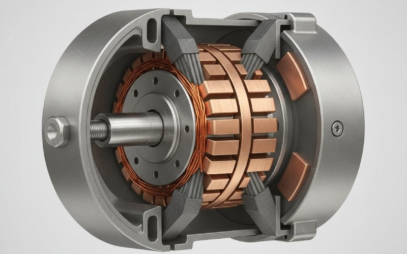 DC motor commutator cross-section