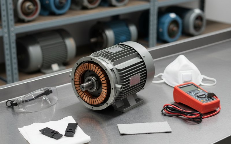 DC motor maintenance workbench