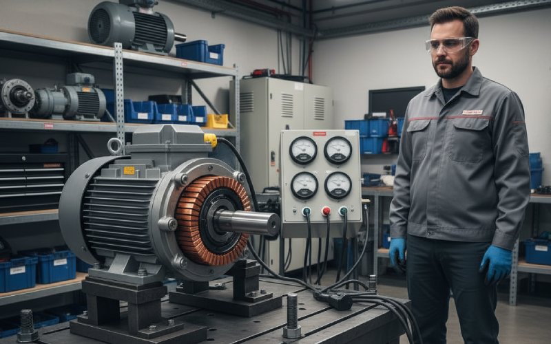 DC motor running in workshop