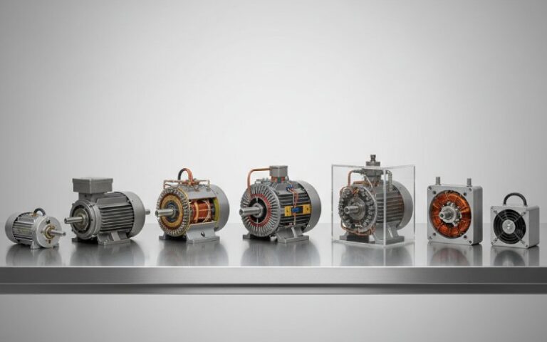 Different AC commutator motors on bench