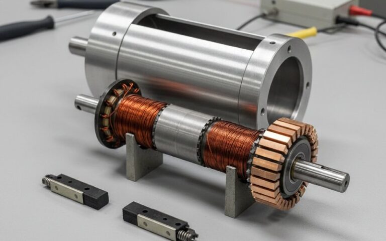 Disassembled DC motor showing rotor