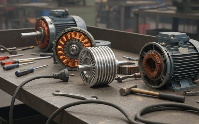 Disassembled single phase motors