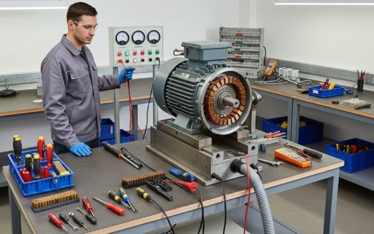 Electric motor on test stand