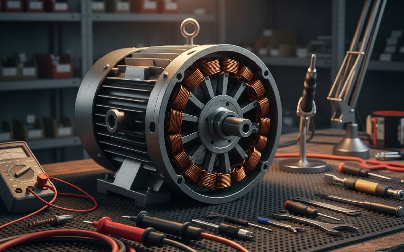 Electrical engineering workbench with equipment