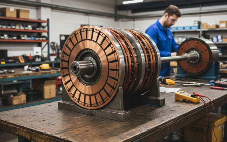 Ingénieur examinant l'armature d'un moteur à courant continu