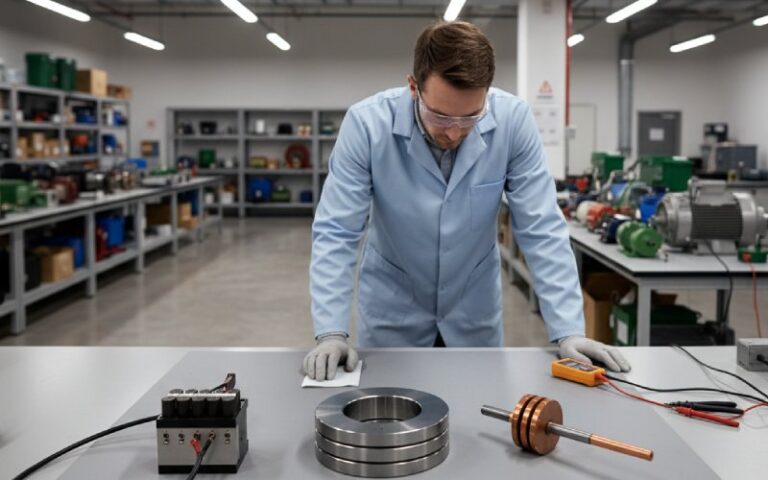 Engineer reviewing rotary connectors