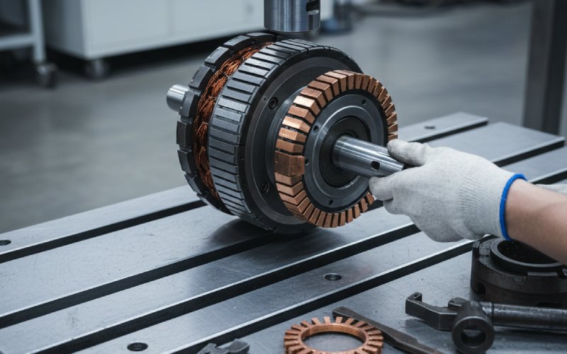 Fitting new commutator on rotor