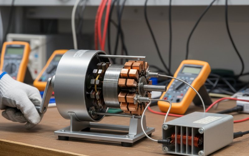 Hand-cranked DC generator commutator