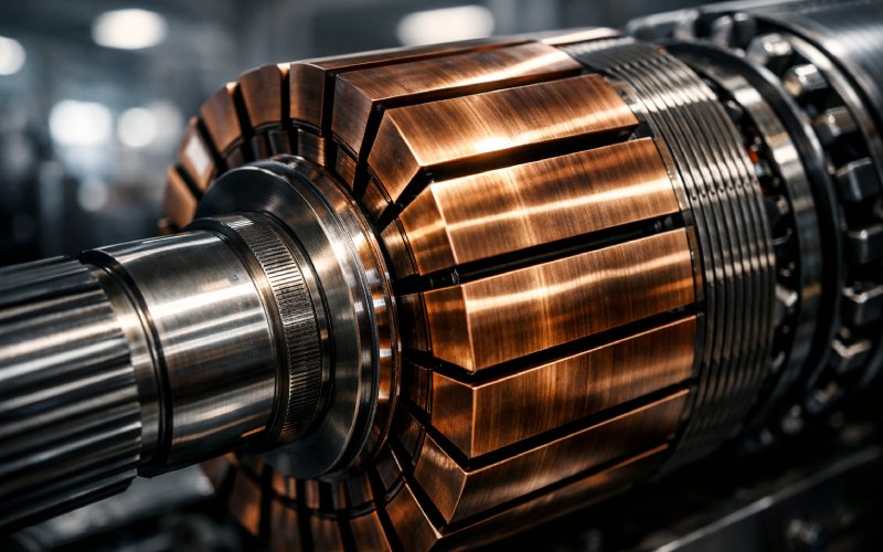 High-precision copper segments of an industrial motor core