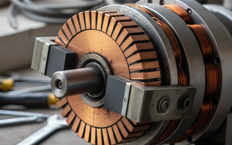 Macro view of generator commutator