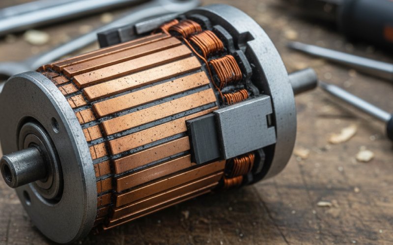 Macro view of motor commutator