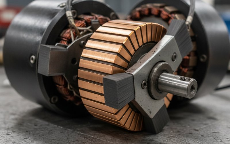 Macro view of motor commutator