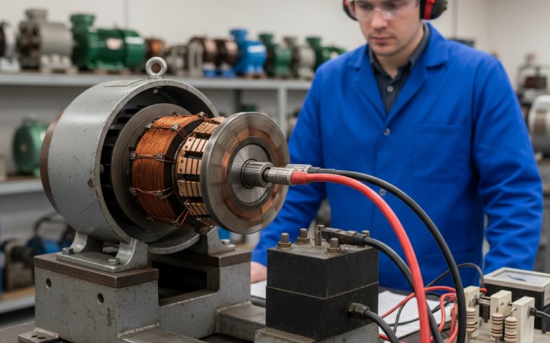 Open DC generator on test stand