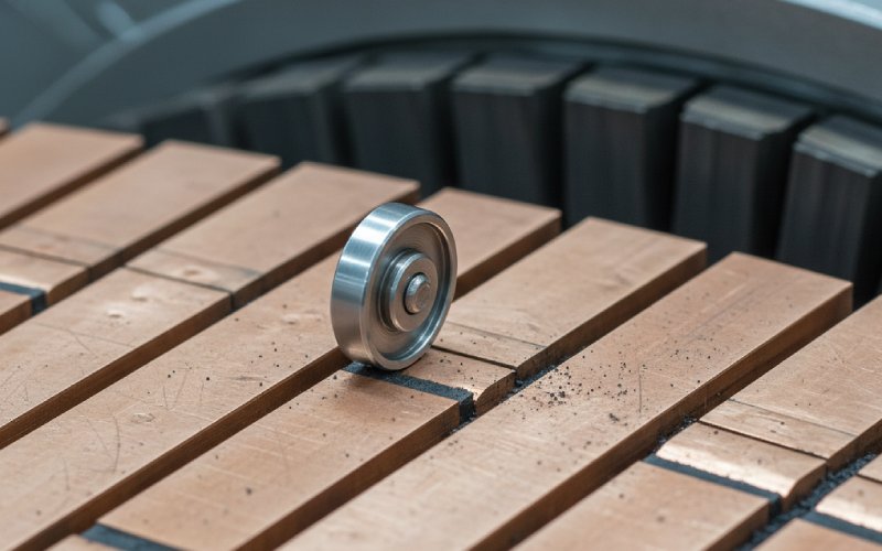 Profiler wheel on copper commutator