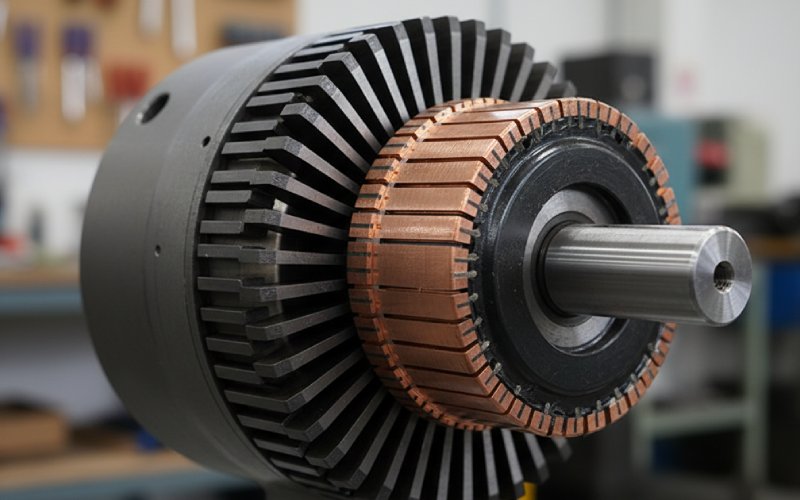 Rotor commutator close-up