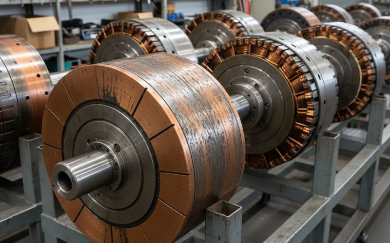 Row of worn commutator rotors