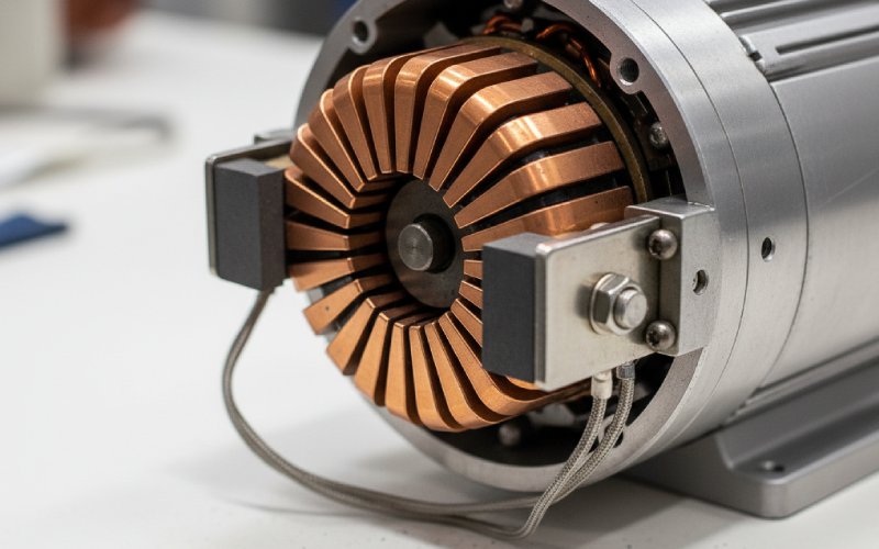 Split-ring commutator in DC motor