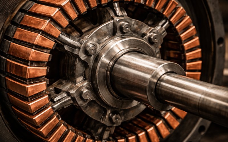 Steel hub and shaft assembly supporting the structure of a motor rotor