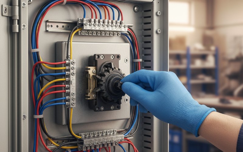 Technician adjusting cam switch