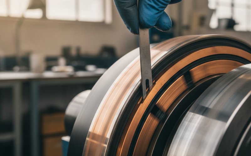 Technician checking commutator mica