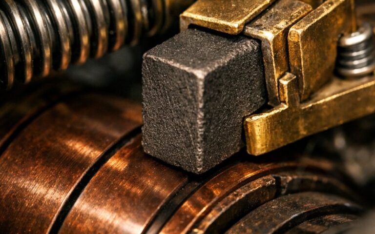 Kohlebürste, die Kontakt mit einem intakten Motorkommutator herstellt