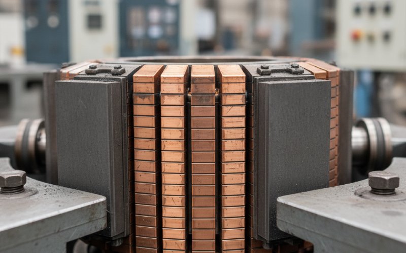 closeup of copper commutator