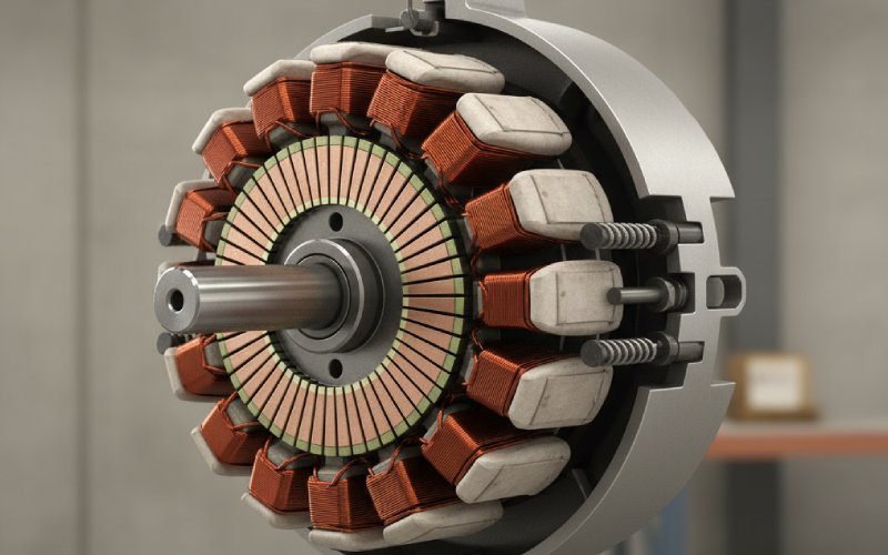 cutaway dc motor commutator