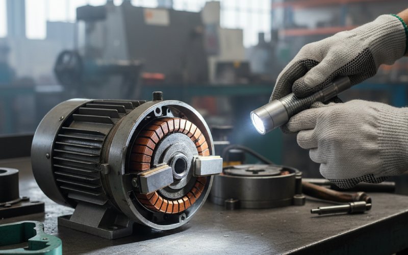 damaged dc motor commutator