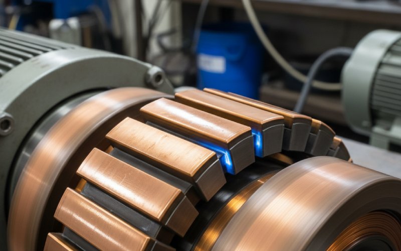 macro of brushes on commutator