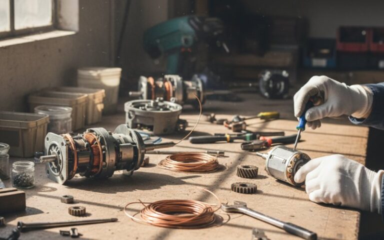 open power tools on bench