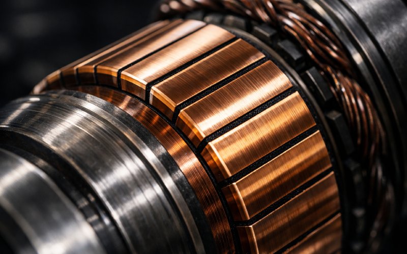 polished copper commutator bars