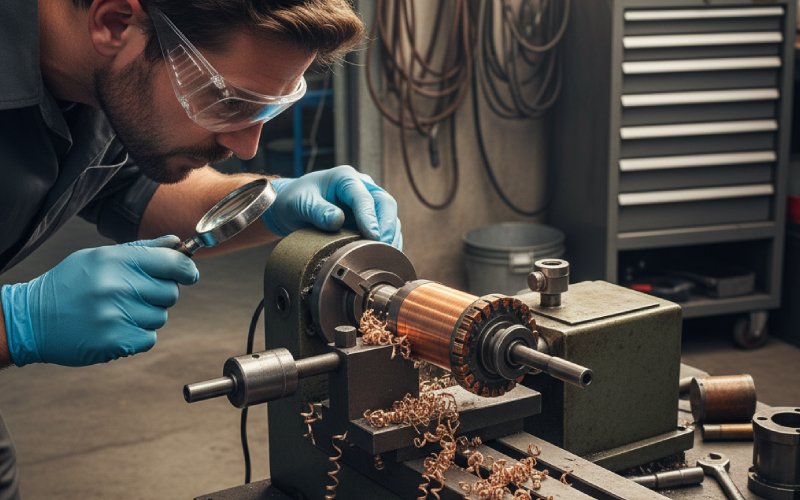 technician repairing dc commutator