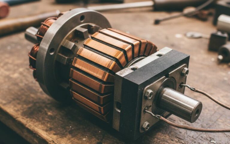 Closeup of multi-segment motor commutator