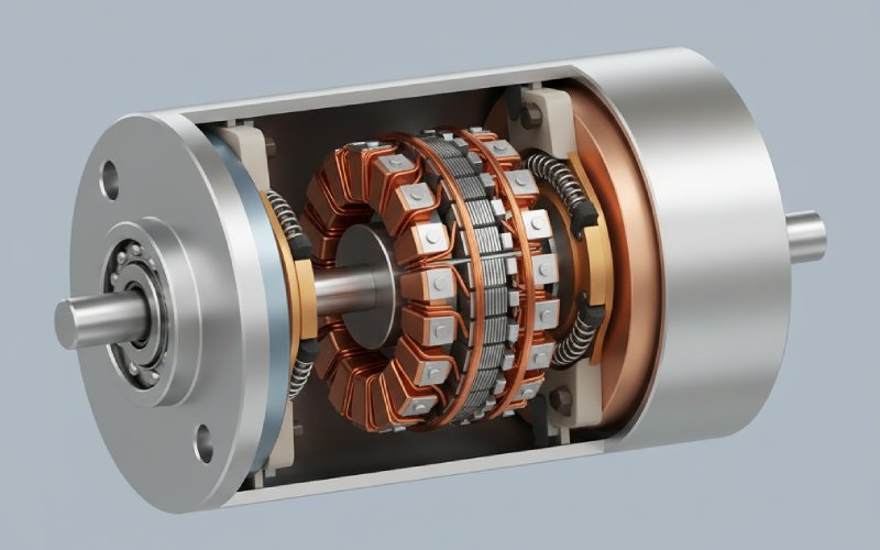 Cutaway view of DC motor commutator