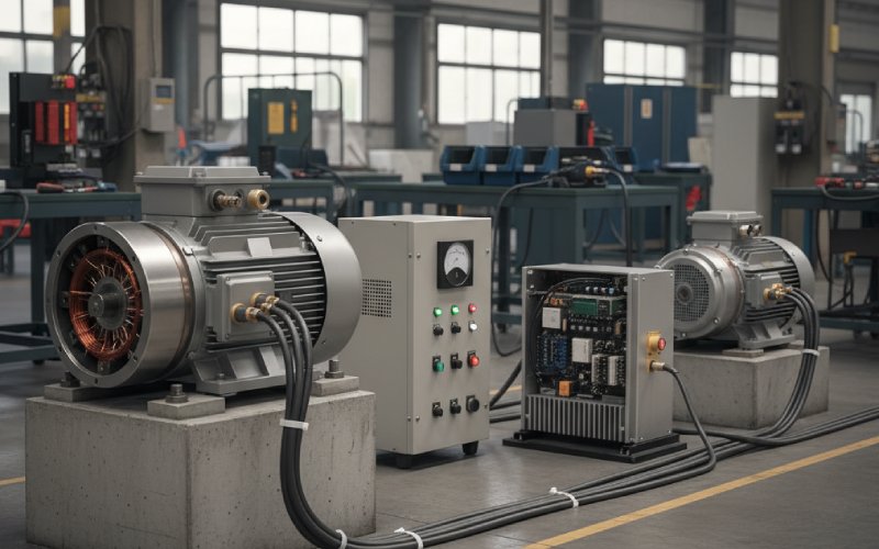 Motor test setup with driver electronics