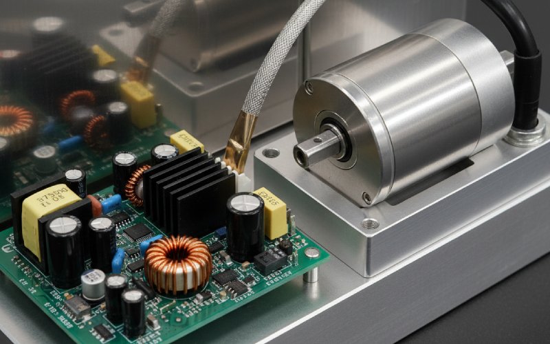 Motor with EMI-conscious control enclosure